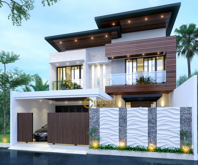 Desain Tampak Depan Dengan Pagar Rumah Modern 2 Lantai Ibu Anisa di Jatibening, Bekasi