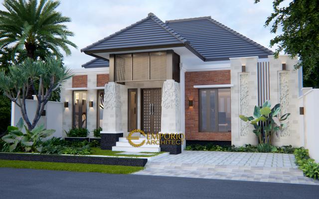 Desain Tampak Depan Rumah Villa Bali 1 Lantai Ibu Efa di Nusa Tenggara Barat