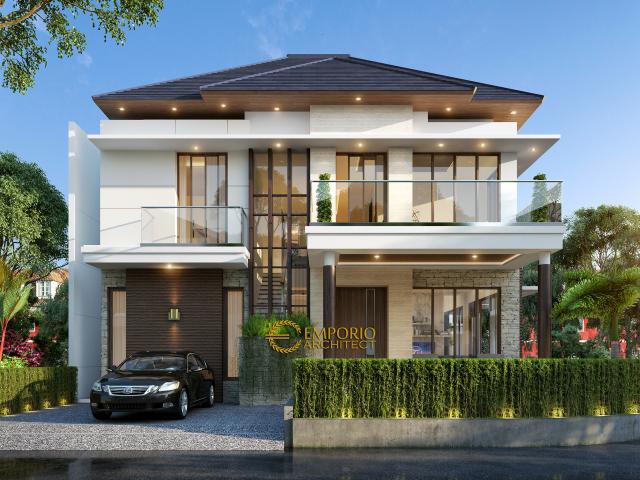 Gambar 1 Desain Rumah Hook Modern 2 Lantai Ibu Ivana  di  BSD, Tangerang Selatan, Banten