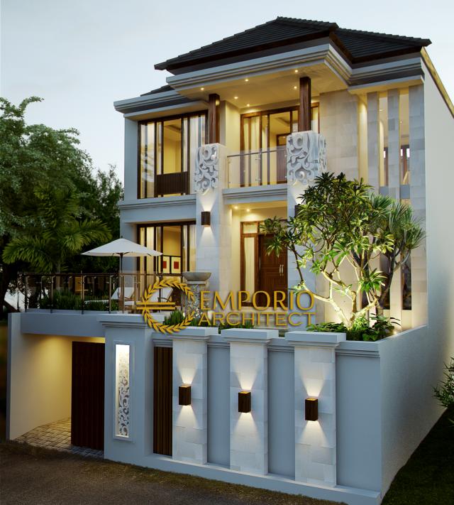 Desain Exterior Rumah Villa Bali 3 Lantai Ibu Lusiana di Jakarta