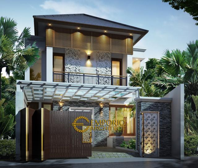 Desain Exterior Rumah Villa Bali 2 Lantai Ibu Meldi di Tangerang, Banten