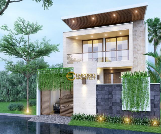 Desain Tampak Depan Dengan Pagar Rumah Modern 2 Lantai Ibu Ocha di Jakarta