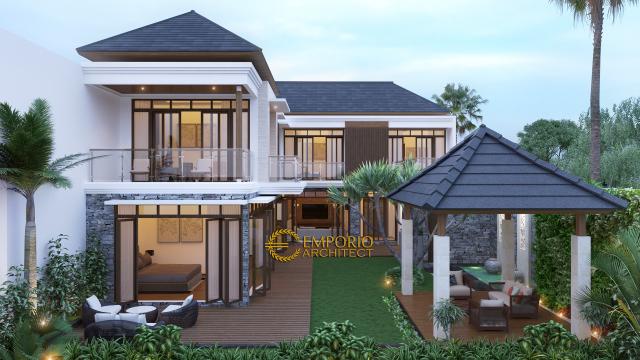 Desain Tampak Belakang Rumah Villa Bali 2 Lantai Ibu Susana di Bandung