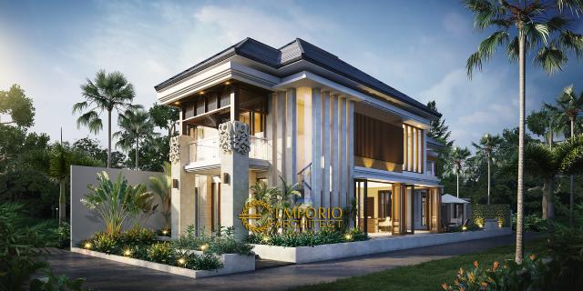 Desain Exterior Rumah Hook Villa Bali 2 Lantai Ibu Uum di Yogyakarta