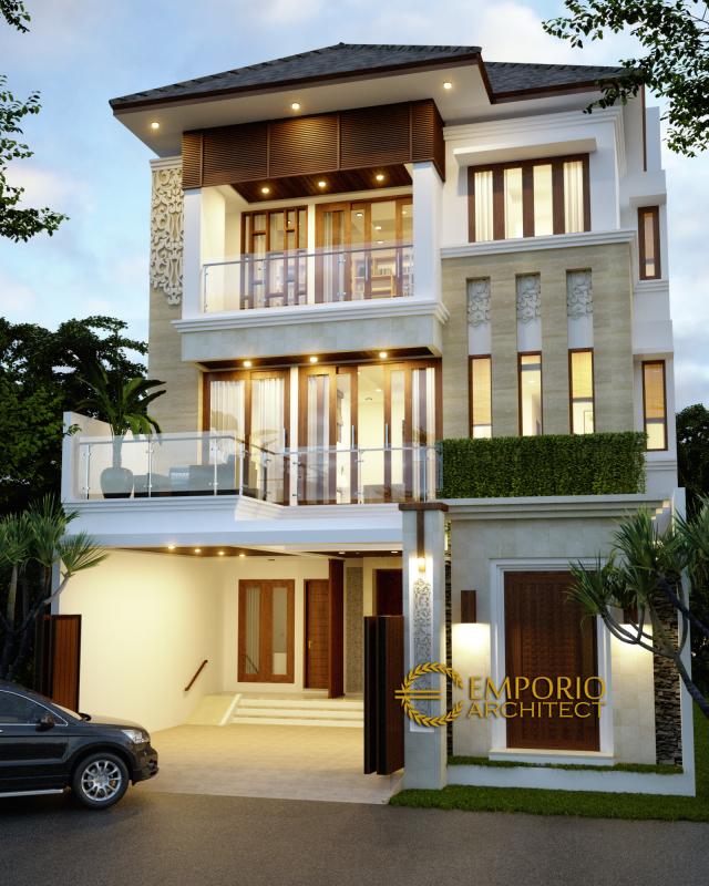 Desain Exterior Rumah Villa Bali 3 Lantai Ibu Yani di Jakarta