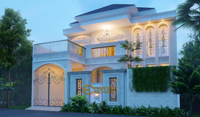 Desain Tampak Depan Rumah Classic 2 Lantai Ibu Yanti di Jakarta