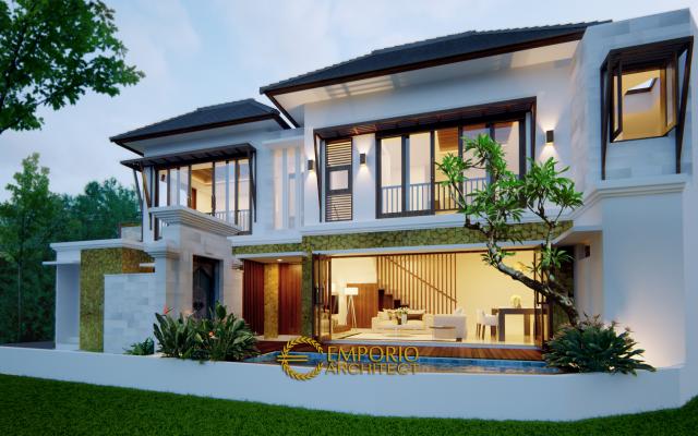 Desain Tampak Belakang Villa Style Villa Bali 2 Lantai Bapak Agung Adhy di Ubud, Bali