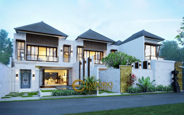 Desain Tampak Depan Villa Style Villa Bali 2 Lantai Bapak Agung Adhy di Ubud, Bali