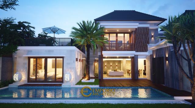 Desain Exterior Villa Style Villa Bali 2 Lantai Bapak Robert di Seminyak, Bali