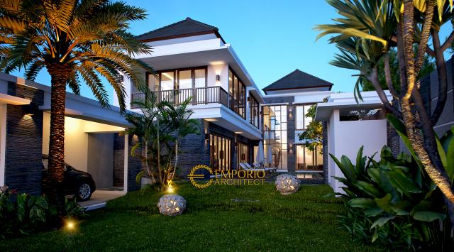 Desain Exterior VIlla Modern 2 Lantai Ibu Cempaka di Canggu, Bali