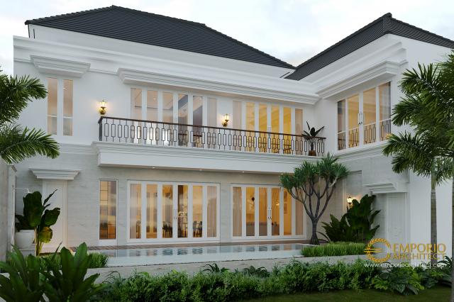 Desain Tampak Belakang Rumah Classic 2 Lantai Ibu Ayu di Pantai Saba, Gianyar