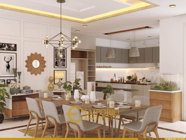 Desain Ruang Makan dan Dapur Rumah Modern 3 Lantai Ibu Lie Sien di Jakarta Barat