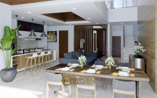 Desain Ruang Makan, Ruang Keluarga, dan Dapur Rumah Modern 2 Lantai Bapak Rivan di Jakarta