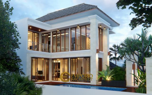 Desain Tampak Belakang Rumah Hook Villa Bali 2 Lantai Bapak Adit Brata II di Jakarta