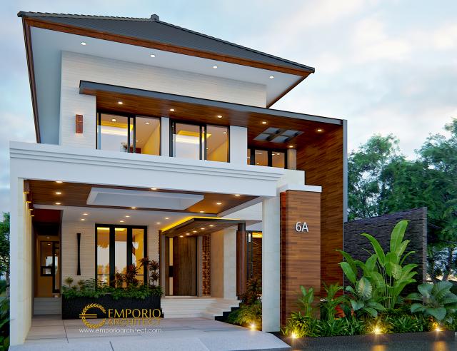 Desain Tampak Depan Rumah Modern 2 Lantai Bapak Anton M. Purba di Jakarta