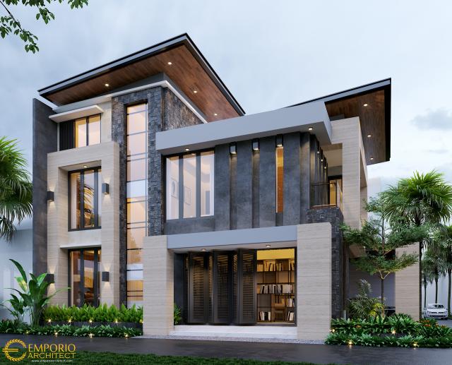 Desain Tampak Belakang Rumah Hook Modern 3 Lantai Bapak Devid di Jakarta