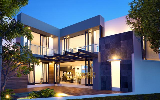 #backviewexterior - Mr. Doni Teguh Modern House 2 Floors Design - Bintaro - Code 7927