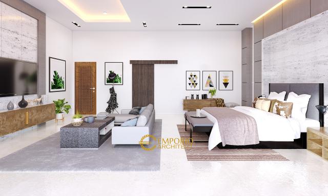 Desain Kamar Tidur Utama Rumah Modern 2 Lantai Bapak FRK di Jakarta