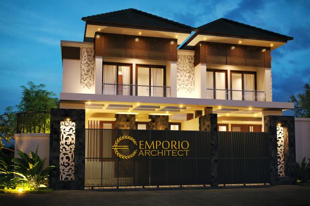 Desain Exterior 1 Rumah Villa Bali 2 Lantai Bapak Hani di Jakarta