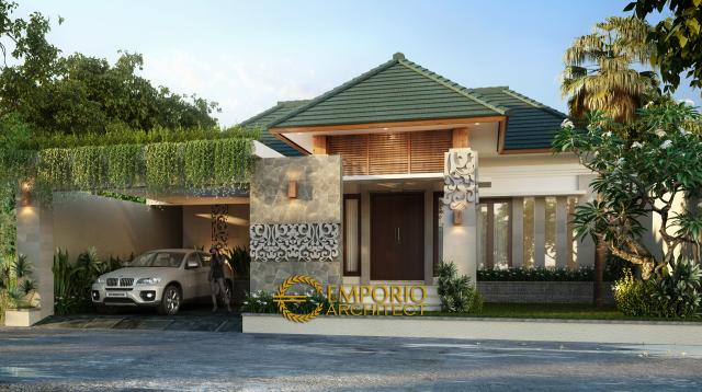 Desain Exterior Rumah Villa Bali 1 Lantai Bapak Ilham di Jakarta