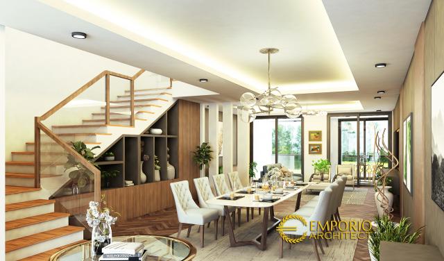 Desain Area Tangga dan Ruang Makan Rumah Modern 3 Lantai Bapak James di Jakarta