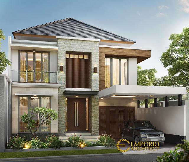 Desain Tampak Depan Rumah Modern 2 Lantai Bapak Sadeko di Jakarta