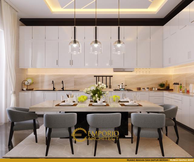 Desain Ruang Makan Rumah Modern 3 Lantai Bapak Widy di Jakarta