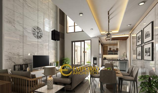 Desain Ruang Keluarga dan Ruang Makan Rumah Modern 3 Lantai Bapak Yonatan di Jakarta