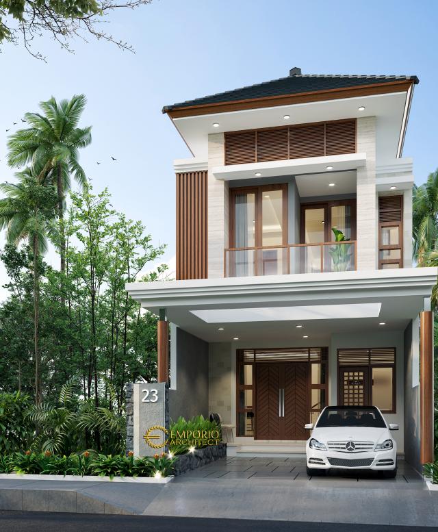 Desain Tampak Depan Rumah Modern 2 Lantai Ibu Ayu di Jakarta