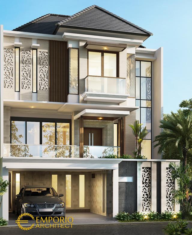 Desain Tampak Depan Rumah Modern 3 Lantai Ibu Devi di Jakarta