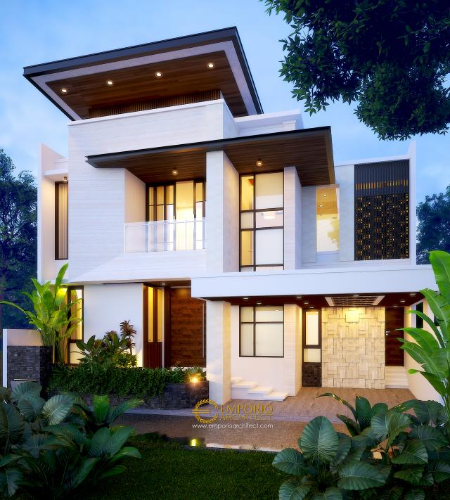 Desain Tampak Depan Rumah Modern 2 Lantai Ibu Elsa di Bekasi