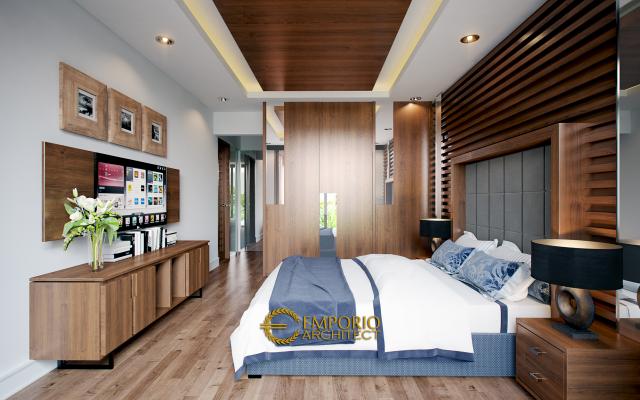 Desain Kamar Tidur Rumah Villa Bali 2 Lantai Ibu Heny di Jakarta