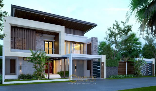 Desain Tampak Depan Rumah Modern 2 Lantai Ibu Noni di Jakarta