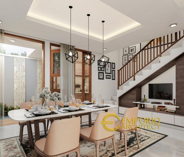 Desain Ruang Makan Rumah Modern 2 Lantai Ibu Poppy di Jakarta Selatan