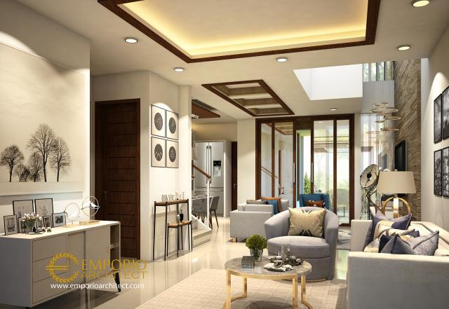 Desain Ruang Keluarga Rumah Villa Bali 2 Lantai Ibu Wulan di Jakarta