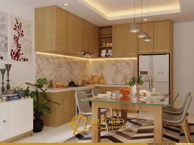 Desain Ruang Makan dan Dapur Rumah Modern 3 Lantai Ibu Melly di Jakarta