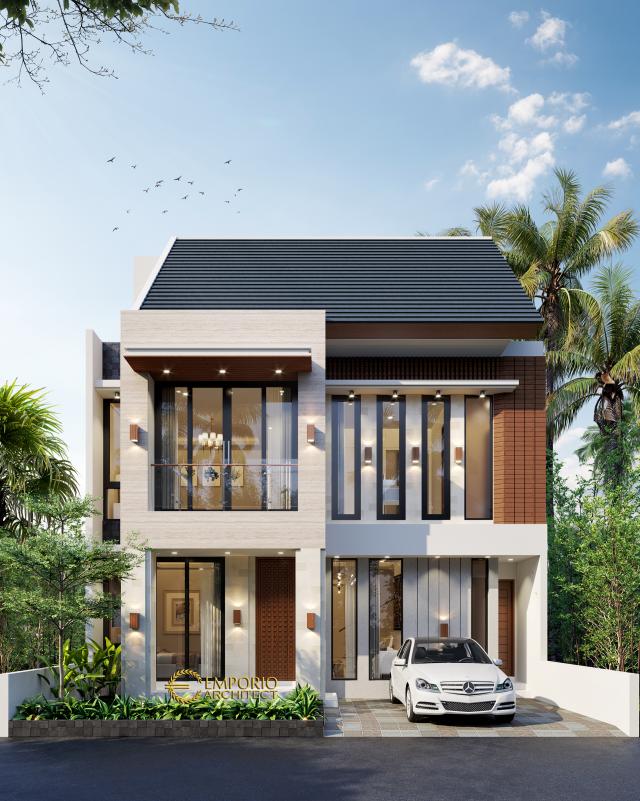 Desain Tampak Depan Rumah Modern 3 Lantai Ibu Melly di Jakarta