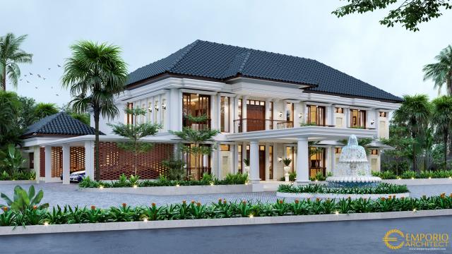 Desain Rumah Classic 2 Lantai Mr. C di Jakarta - Tampak Depan