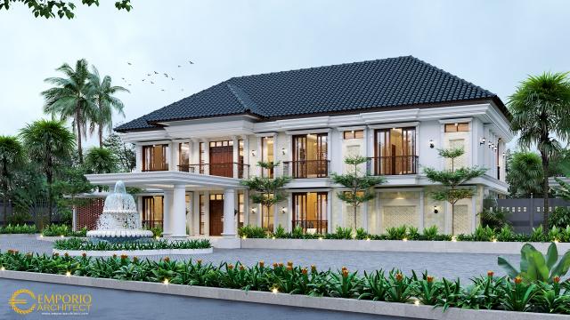 Desain Tampak Depan 2 Rumah Classic 2 Lantai Mr. C di Jakarta