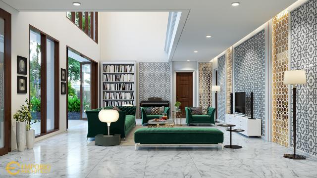 Desain Ruang Keluarga Rumah Classic 2 Lantai Mr. C di Jakarta