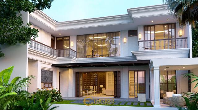 Desain Tampak Belakang Rumah Classic 2 Lantai Bapak IT di Jakarta Selatan