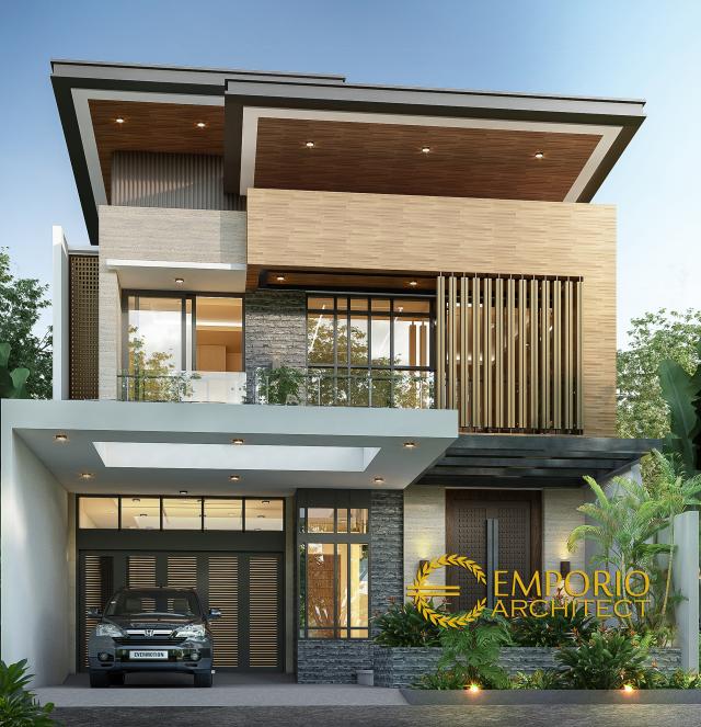 Desain Tampak Depan Rumah Modern 2 Lantai Bapak Prasetyo di Jakarta Selatan