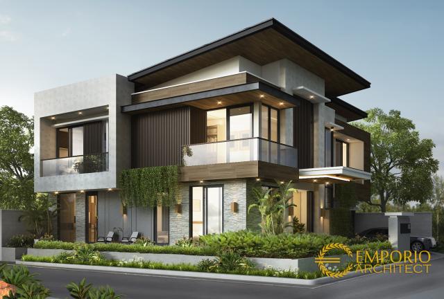 Desain Tampak Samping Rumah Hook Modern 2 Lantai Ibu Lidwina di Jakarta Selatan