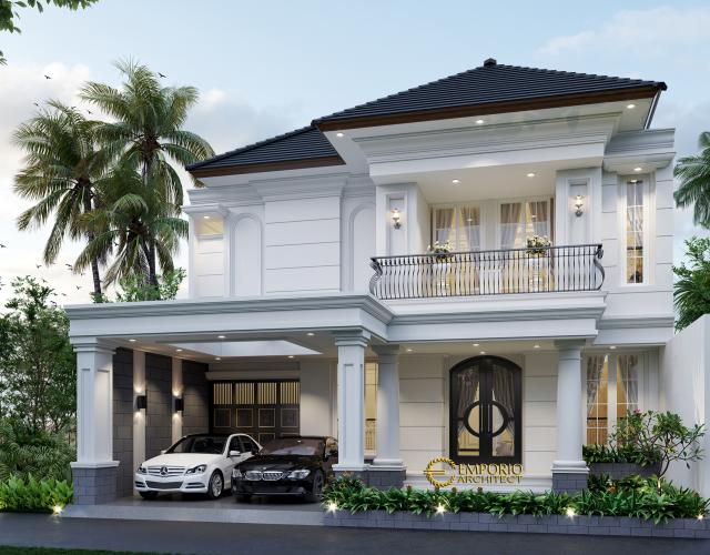 Desain Tampak Depan Rumah Classic 2 Lantai Ibu Sicil I di Jakarta Selatan