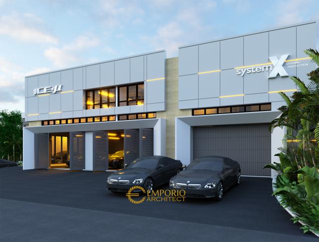 Desain Exterior 2 Kantor Modern 2 Lantai PT. Global Auto International di Cakung, Jakarta Timur