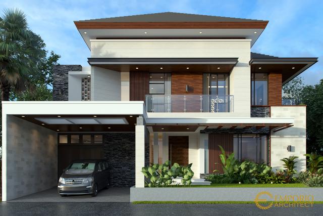 Desain Tampak Depan 2 Rumah Modern 2 Lantai Bapak DDK di Jakarta Timur