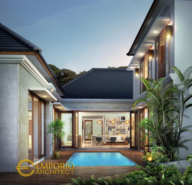 Desain Tampak Belakang Rumah Villa Bali 2 Lantai Bapak Gondo di Jakarta Timur