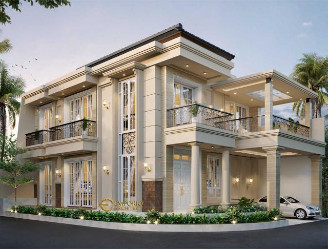 Desain Tampak Depan 1 Rumah Hook Classic 3 Lantai Bapak Will Hans di Jakarta Timur