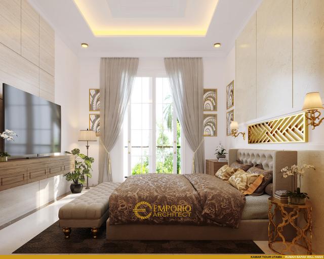 Desain Kamar Tidur Utama Rumah Hook Classic 3 Lantai Bapak Will Hans di Jakarta Timur