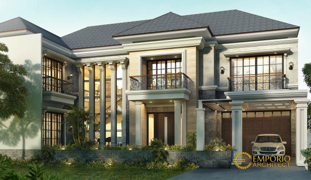 Desain Tampak Depan Rumah Classic 2 Lantai Ibu Evi di Jakarta Timur